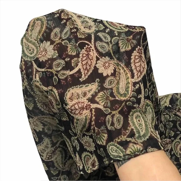 Zara Paisley Tie Neck Blouse - Picture 2 of 12